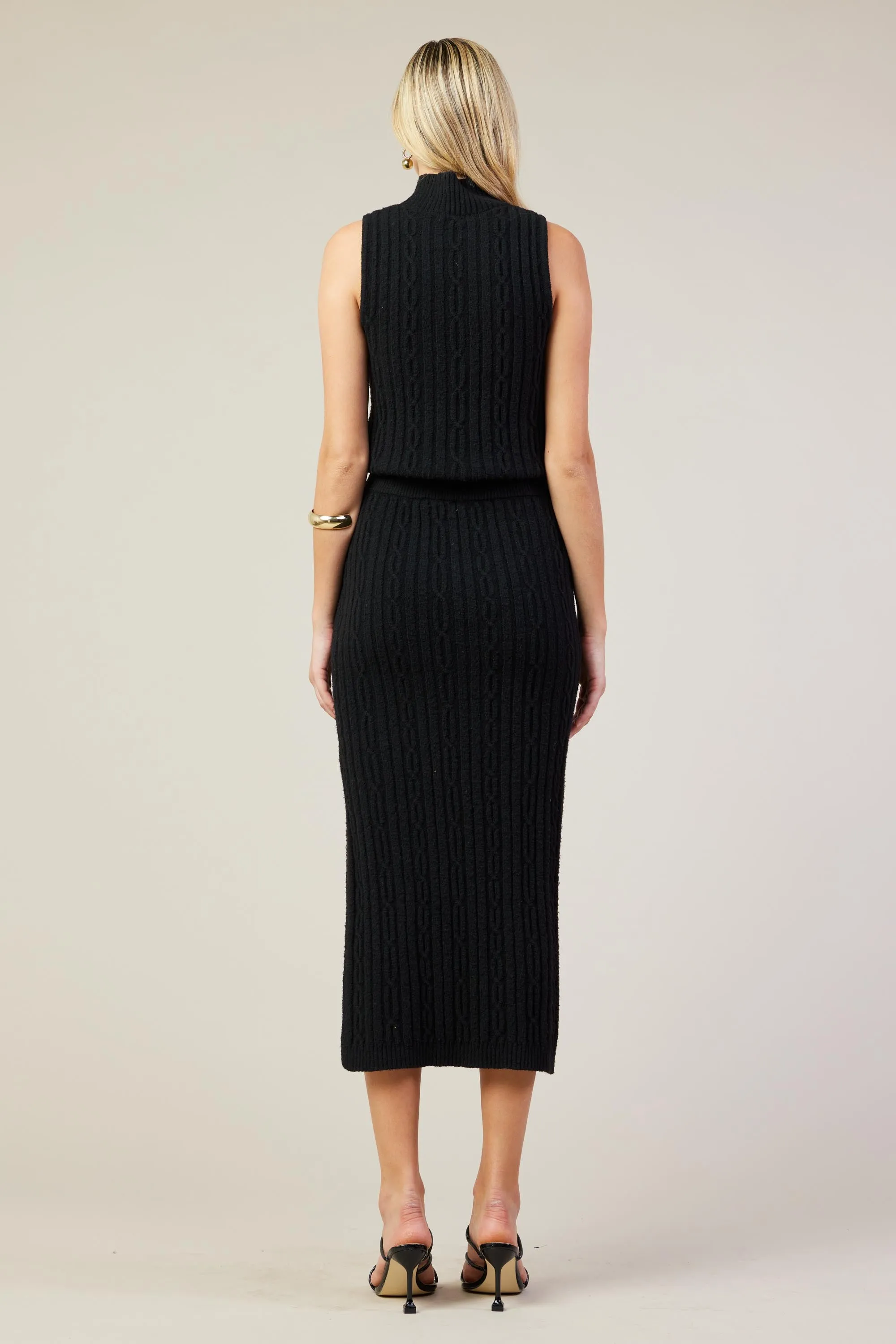 Cable Knit Midi Skirt