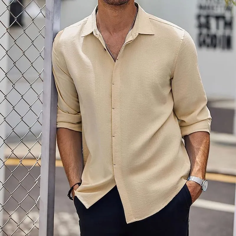 Men's Solid Loose Lapel Half Sleeve Casual Shirt 11755231Z