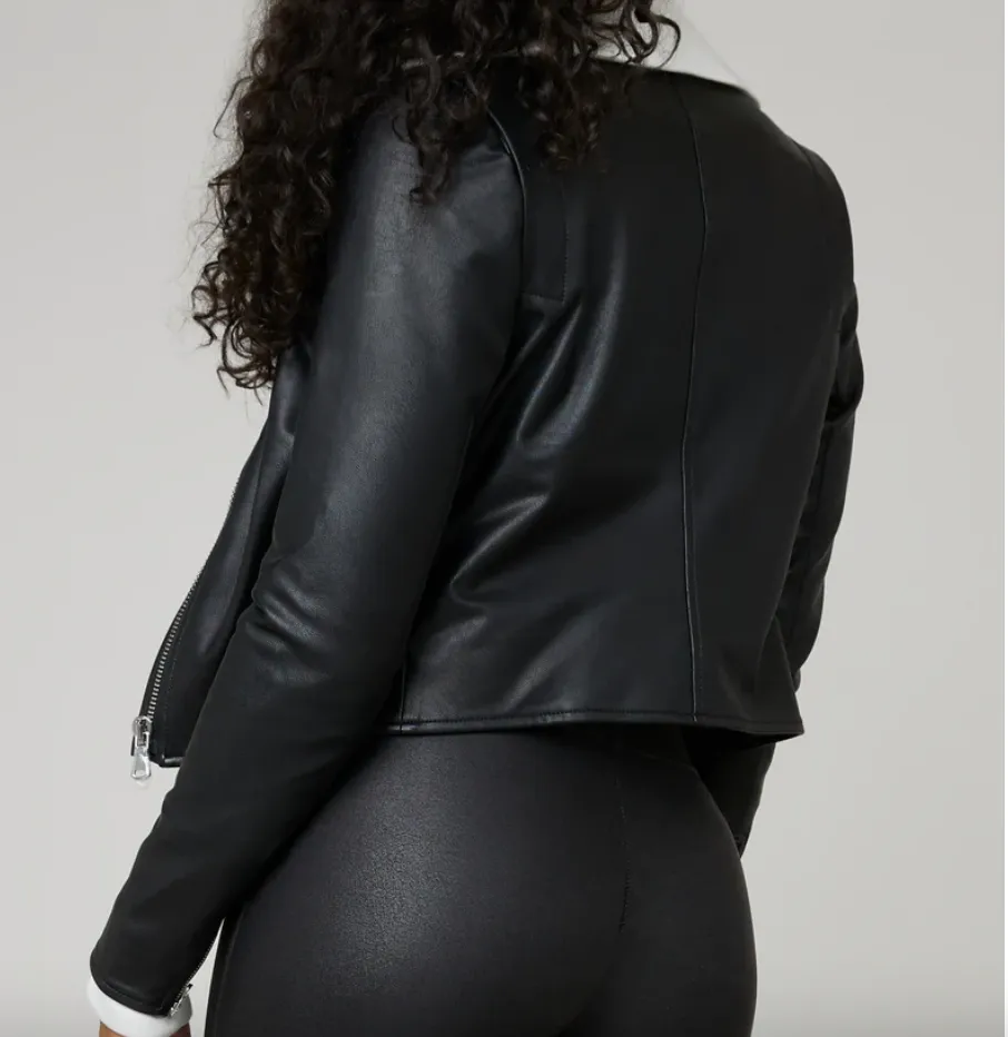 Spanx Leather-Like Black Moto Jacket